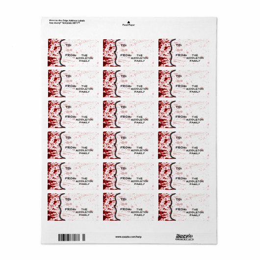 1,25 x 2,75-inch kerstinsteeksleuf op Label met ca (Full Sheet)