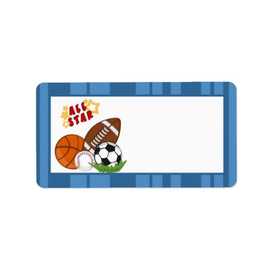 1,25 x 2,75 inch postadres All-Star Blue Etiket (Voorkant)
