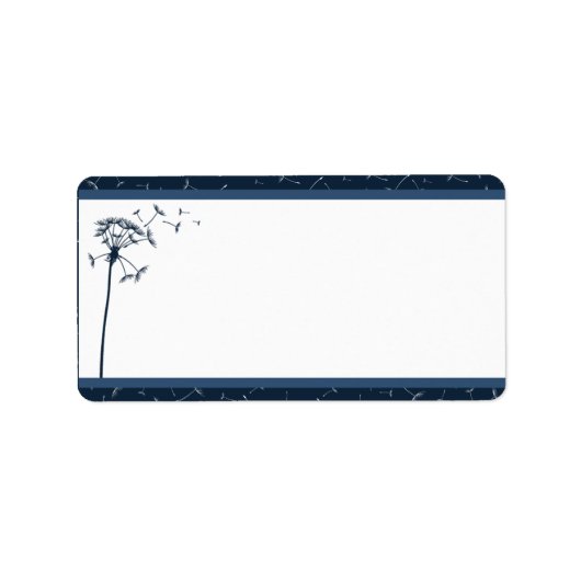 1,25" x 2,75" Mailing Adres Navy Blue Dandelion Etiket (Voorkant)