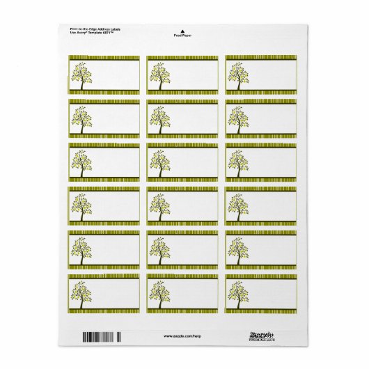 1.25"x 2.75"Mailingadres Groene Peer Fruit Str Etiket (Full Sheet)