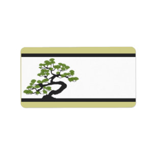 1.25"x 2.75"Mailingadres Japanse Groene Bonsa Etiket