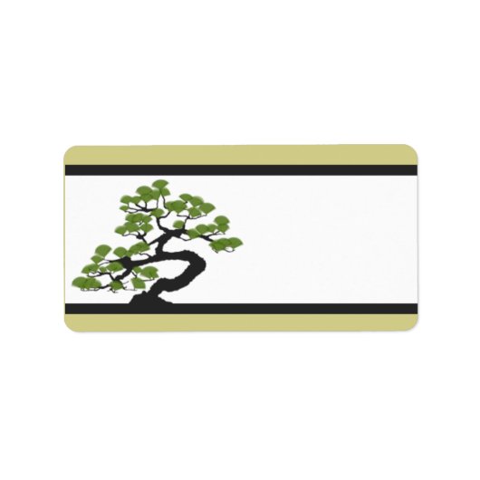 1.25"x 2.75"Mailingadres Japanse Groene Bonsa Etiket (Voorkant)
