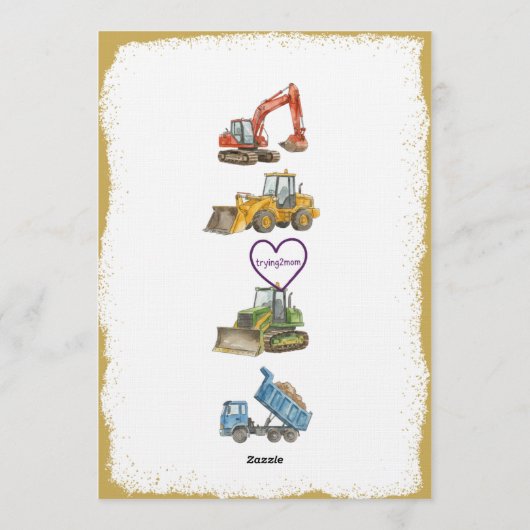 1,2,3,4 Construction Fun, 4th Birthday Kaart (Achterkant)