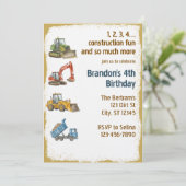 1,2,3,4 Construction Fun, 4th Birthday Kaart (Staand voorkant)