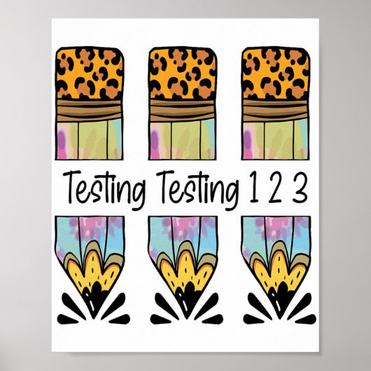 1 2 3 Test Dag Shirt Test Dag Teacher Examen Teste Poster (Voorkant)