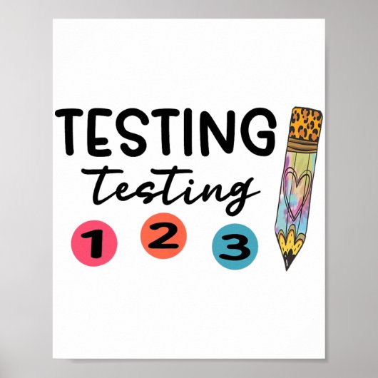 1 2 3 Testdag Shirt testen Coördinator Leraar Poster (Voorkant)