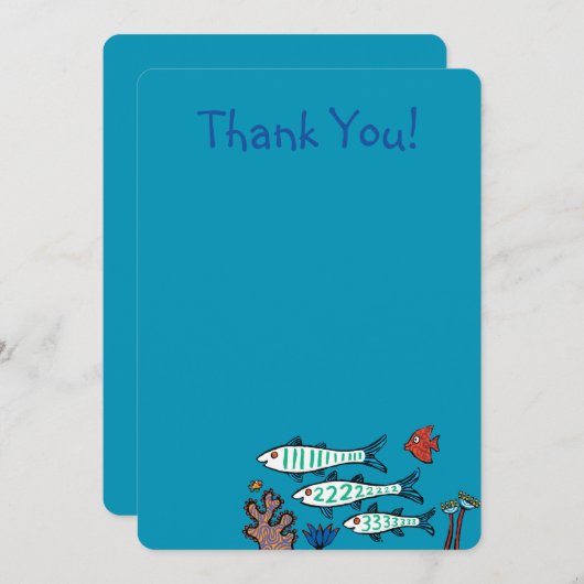 1, 2, 3 Vis met kleine vis en koraal Bedankkaart (Voorkant / Achterkant)