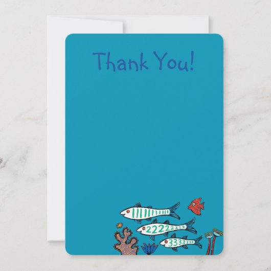 1, 2, 3 Vis met kleine vis en koraal Bedankkaart (Voorkant)