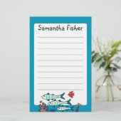 1, 2, 3 Vis met kleine vis en koraal Briefpapier (Staand voorkant)