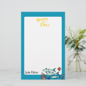 1, 2, 3 Vis met kleine vis en koraal Briefpapier (Staand voorkant)