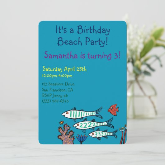 1, 2, 3 Vis met kleine vis en koraal Kaart (Staand voorkant)