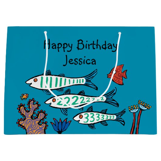 1, 2, 3 Vis met kleine vis en koraal Large Cadeautasje (Voorkant)