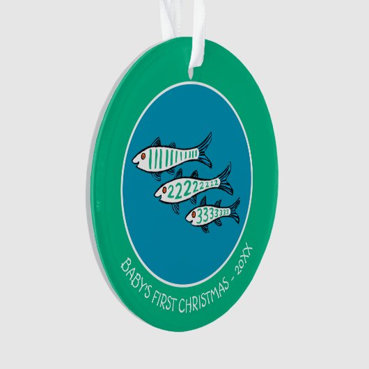 1, 2, 3 Vis met kleine vis en koraal Ornament (voorkant)