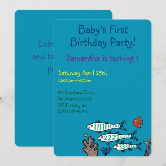 1, 2, 3 Vis met Little Fish en Koraal Kaart (Voorkant / Achterkant)