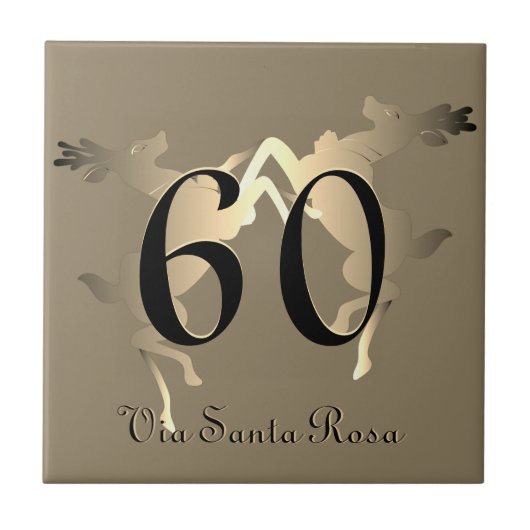 1-2 cijferig nummer rendier huisnummer en straat tegeltje (Voorkant)