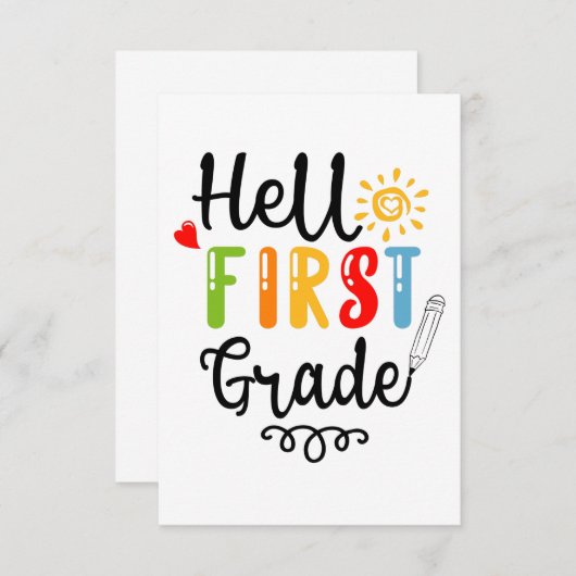 1/2- Hallo eerste graad Shirt, eerste graad Bedankkaart (Voorkant / Achterkant)