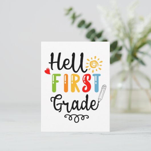 1/2- Hallo eerste graad Shirt, eerste graad Briefkaart (Staand voorkant)