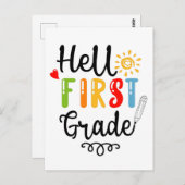 1/2- Hallo eerste graad Shirt, eerste graad Briefkaart (Voorkant / Achterkant)