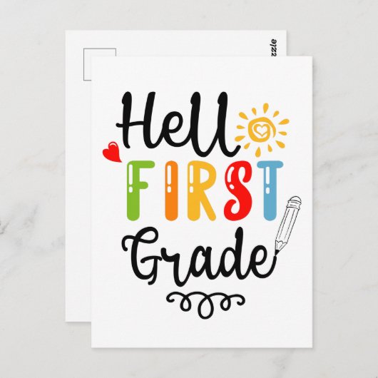 1/2- Hallo eerste graad Shirt, eerste graad Briefkaart (Voorkant / Achterkant)