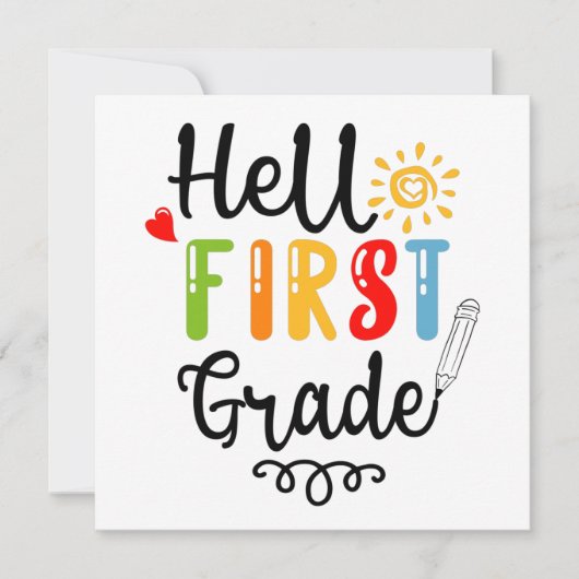 1/2- Hallo eerste graad Shirt, eerste graad Kaart (Voorkant)