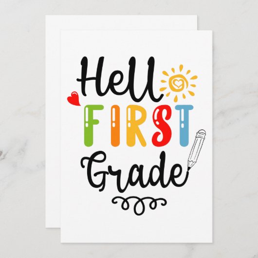 1/2- Hallo eerste graad Shirt, eerste graad Kaart (Voorkant / Achterkant)