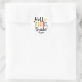 1/2- Hallo eerste graad Shirt, eerste graad Ronde Sticker (Tas)