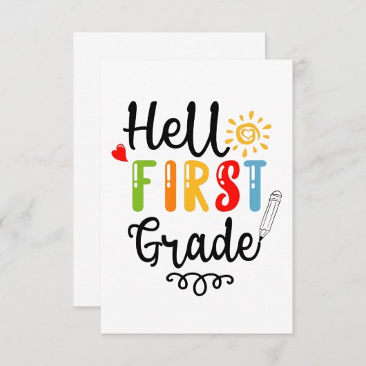 1/2- Hallo eerste graad Shirt, eerste graad RSVP Kaartje (Voorkant / Achterkant)