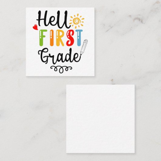 1/2- Hallo eerste graad Shirt, eerste graad Vierkante Visitekaartje (Voorkant / Achterkant)