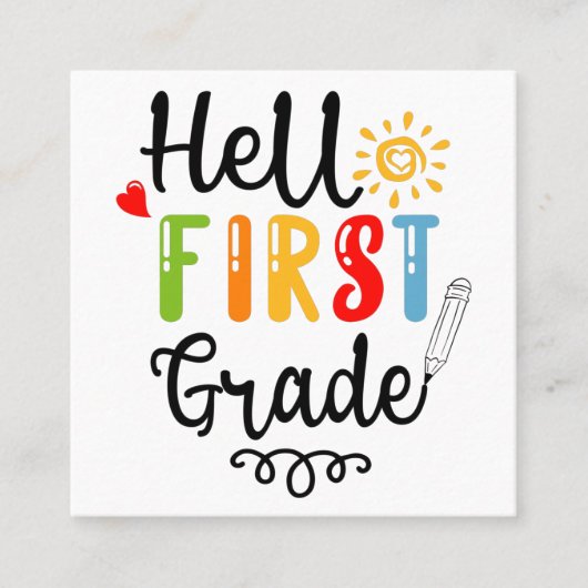 1/2- Hallo eerste graad Shirt, eerste graad Vierkante Visitekaartje (Voorkant)