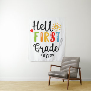 1/2- Hallo eerste graad Shirt, eerste graad Wandkleed
