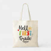1/2- Hallo T-Shirt Eerste Klas, Eerste Klas Leerli Tote Bag (Achterkant)