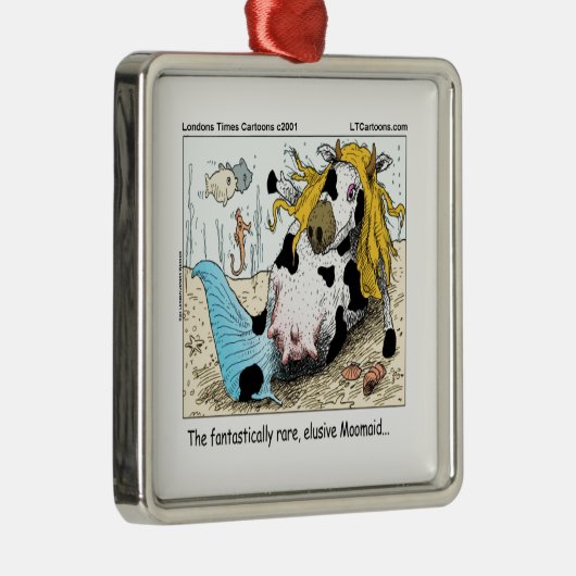 1/2 Koe 1/2 Mermaid Moomaid Funny Metalen Ornament (Rechts)