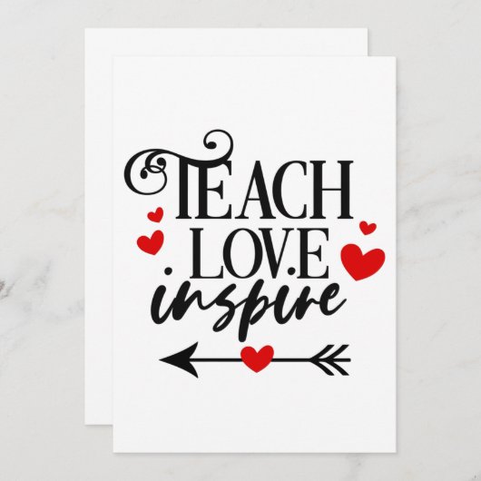1/2 Teach Love Inspire Shirt kleuterleraren Bedankkaart (Voorkant / Achterkant)