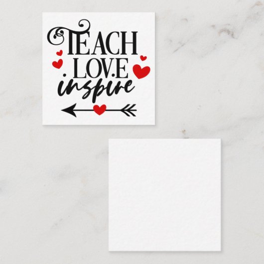 1/2 Teach Love Inspire Shirt kleuterleraren Vierkante Visitekaartje (Voorkant / Achterkant)