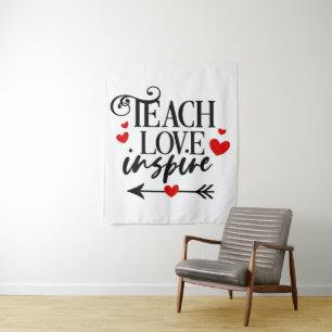 1/2 Teach Love Inspire Shirt kleuterleraren Wandkleed