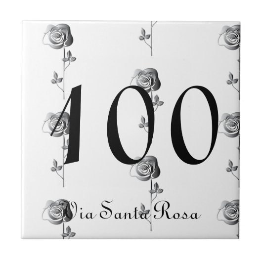 1-3 cijfers Nummer 3D Rozen House Number en Street Tegeltje (Voorkant)