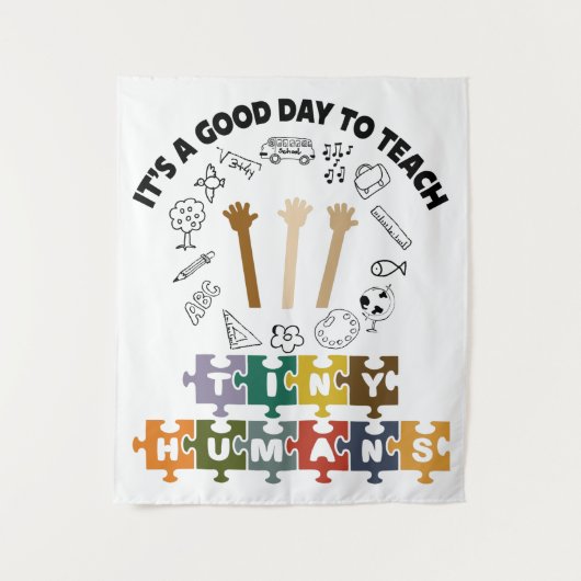 1/4, het is een goede dag om kleine mensen te lere wandkleed (Voorkant)