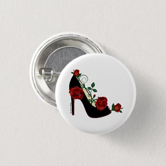 1/4 Inch Button - Stiletto Rose (Voorkant /achterkant)