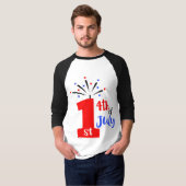 1 4 juli zwart-wit Mannen Sleeve T-shirt (Voorkant volledig)