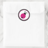 1.5"Envelopverbinding Zwart de Lentetijd Dame Bug Ronde Sticker (Tas)