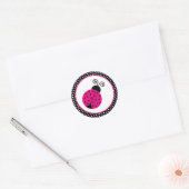 1.5"Envelopverbinding Zwart de Lentetijd Dame Bug Ronde Sticker (Envelop)