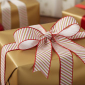 1.5" Gold and Red Candy Cane Striped Xmas Grosgrain Lint