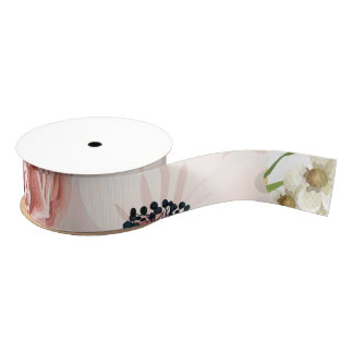 1,5" Grosgrain lint geometrische tuin Roos Anemon
