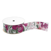 1.5" Grosgrain lint Tropische bloemen op wit (Spoel)