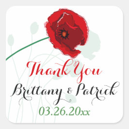 1.5"Huwelijksbruiloft Sticker 3 | rode papaver | Z