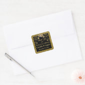 1,5 inch² Goud, zwart bloemig, harten gunst Sticke Vierkante Sticker (Envelop)