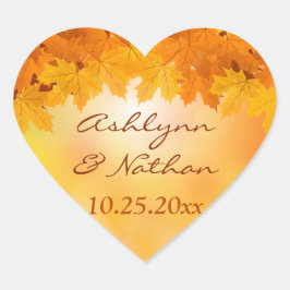 1,5-inch Maple Leaves Autumn Splendor Weddenschap Hart Sticker