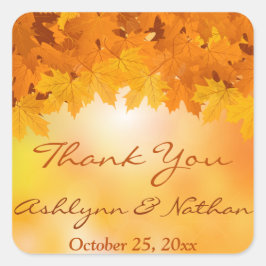 1,5-inch Maple Leaves Autumn Splendor Weddenschap Vierkante Sticker