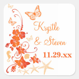 1,5-inch Oranje, witte Sticker voor tropische brui