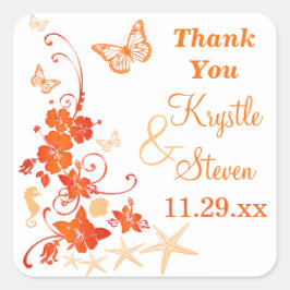 1,5-inch Oranje, witte Sticker voor tropische brui